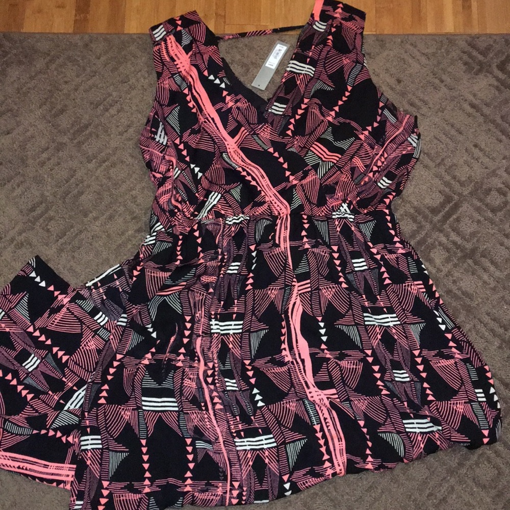 Black and coral maxi dress